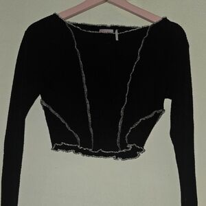 Out From Under Urban Outfitters Black Long Sleeve Crop Top